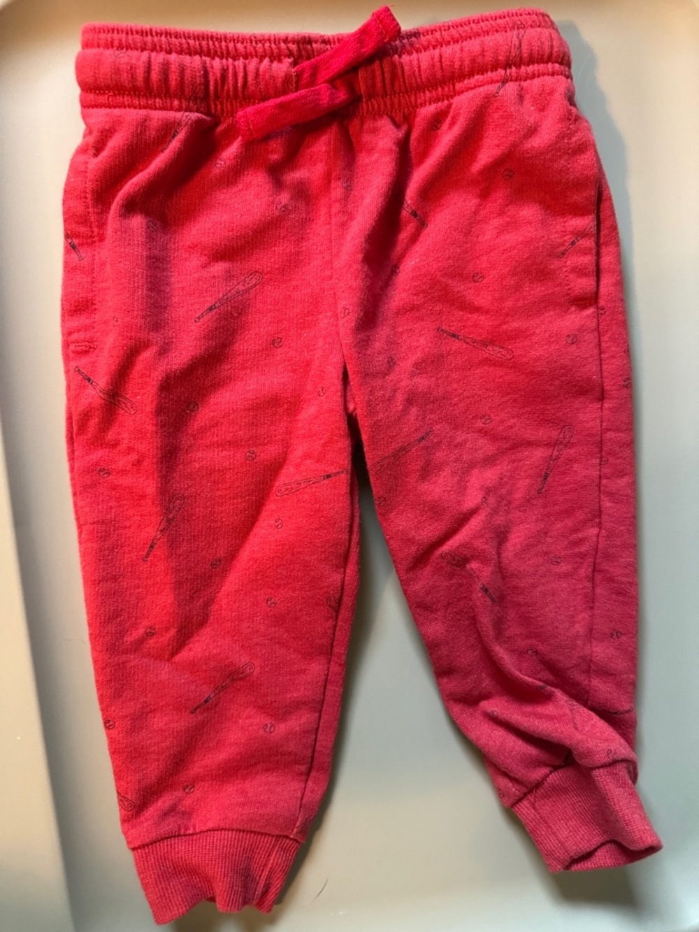 Carter's Red Baseball Print Pull-On Jogger Pants with Drawstring